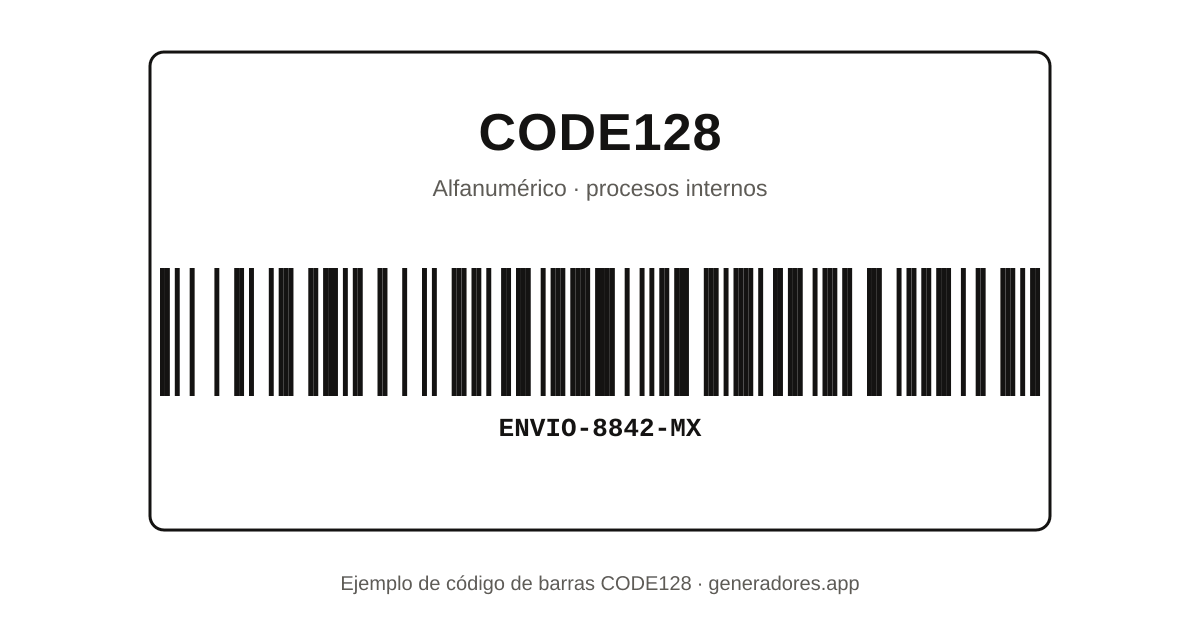 Ejemplo de código de barras CODE128 con el contenido alfanumérico debajo